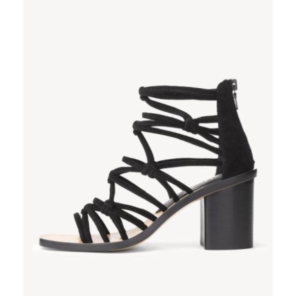 Rag and Bone Camille Macrame Mid-Heel Black Sandal